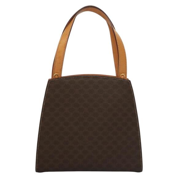 CELINE Macadam Canvas Hand Bag Pvc Leather Brown Gold - Picture 3 of 12